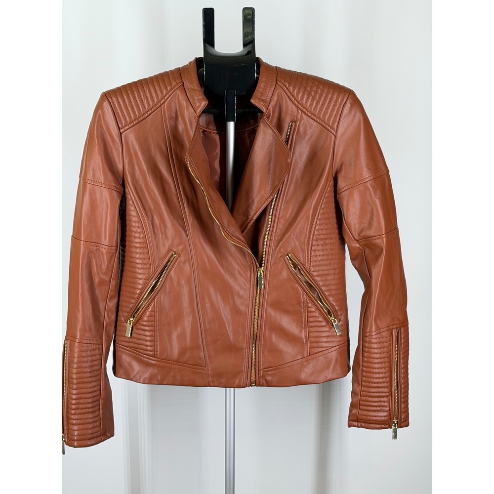 Catherine Catherine Malandrino Moto Jacket Cognac Brown XS